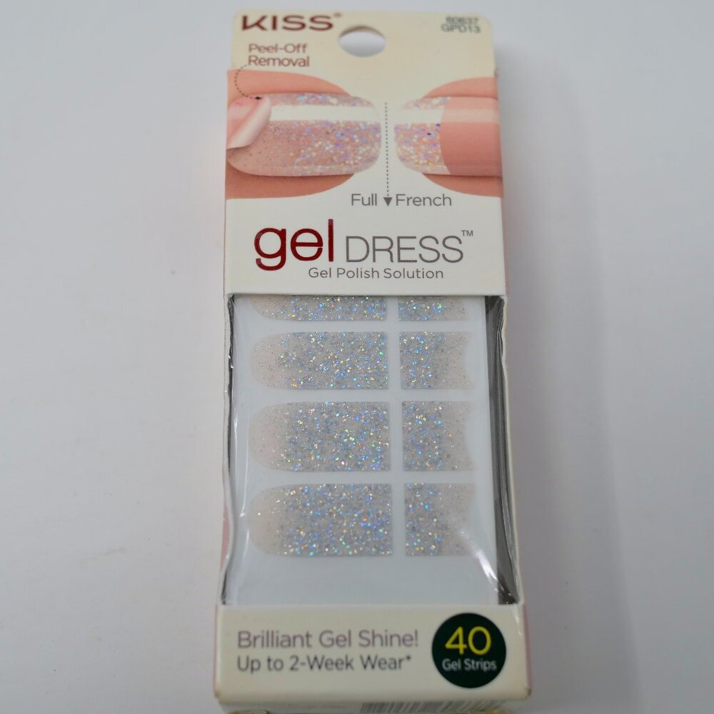 Kiss Gel Dress Full / French Strips - 40 Gel Strips MY SPACE Silver Sparkle